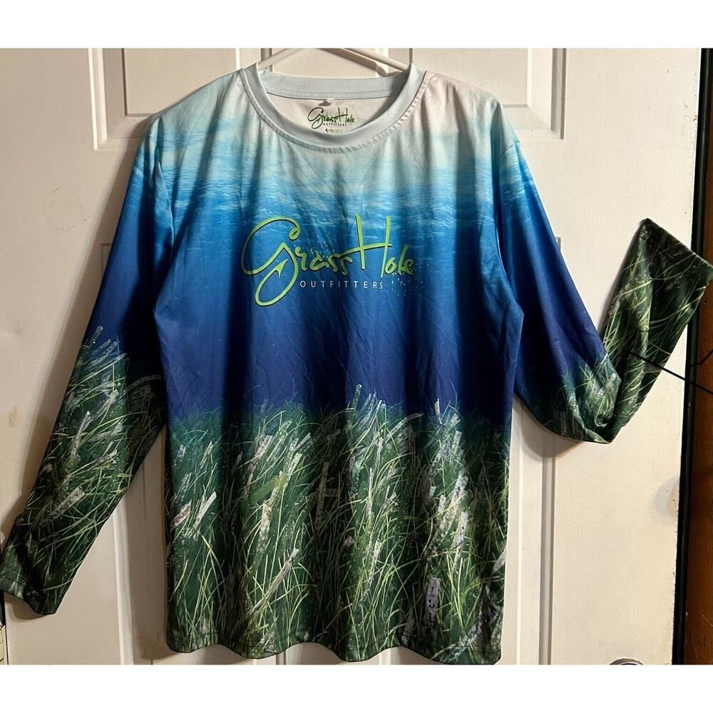 Green Hole Outfitters Fishing Shirt Mens L Made From Recycled Plastic Bottles ￼